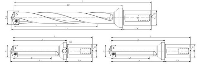 Side fixed handle spiral groove / straight groove cutter bar